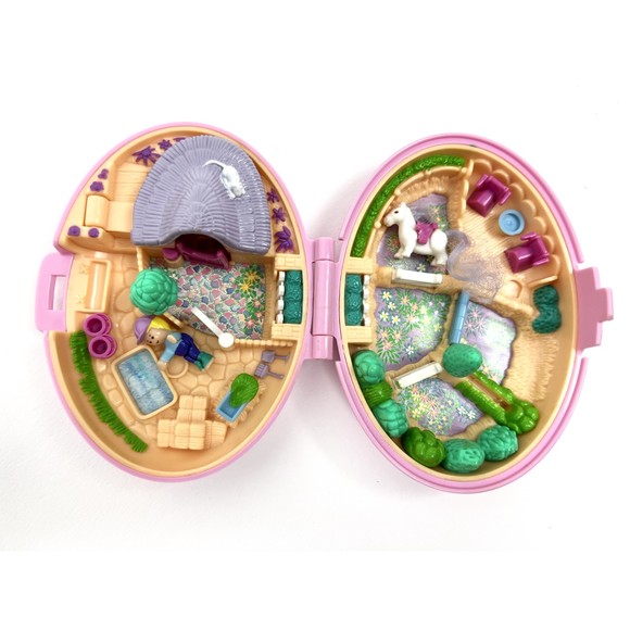 1995 Bluebird Shetland Pony Stable Pink Compact Oval Pony Horse Vtg Polly Pocket - Picture 8 of 8